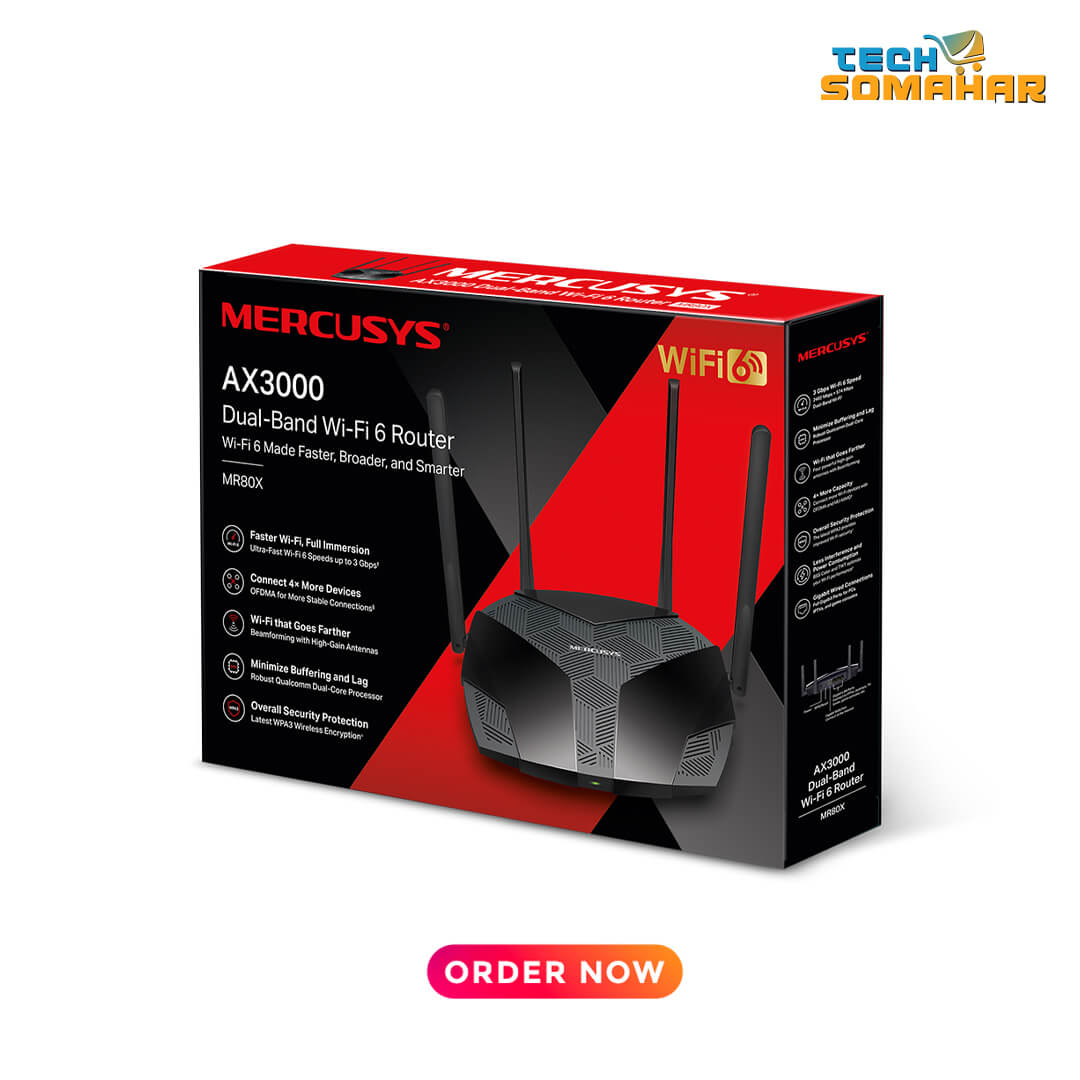 Mercusys MR80X v2.20 AX3000 Dual-Band Wi-Fi 6 Gigabit Router - Image 2