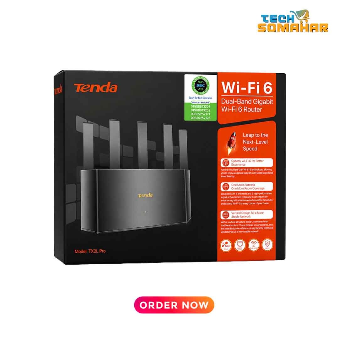 Tenda TX2L Pro AX1500 Dual-Band Gigabit Wi-Fi 6 Router