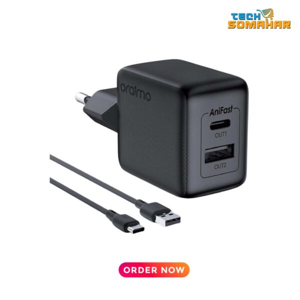 Oraimo Cannon Dual Port 18W Charger Adapter with Type-C Cable