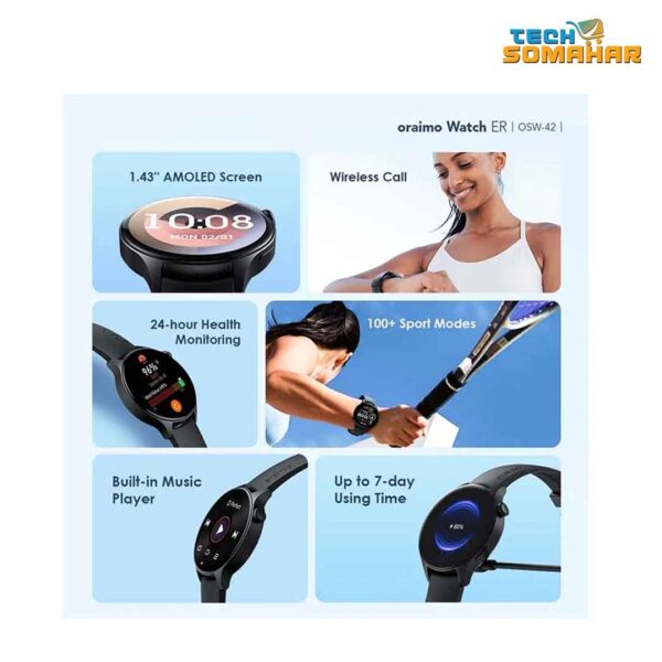 Oraimo Watch ER 1.43” AMOLED IP68 Smart Watch - Image 2
