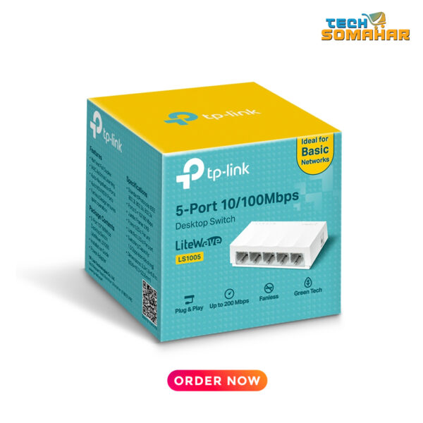 TP-Link LS1005 5-Port Non Gigabit Desktop Network Switch - Image 2