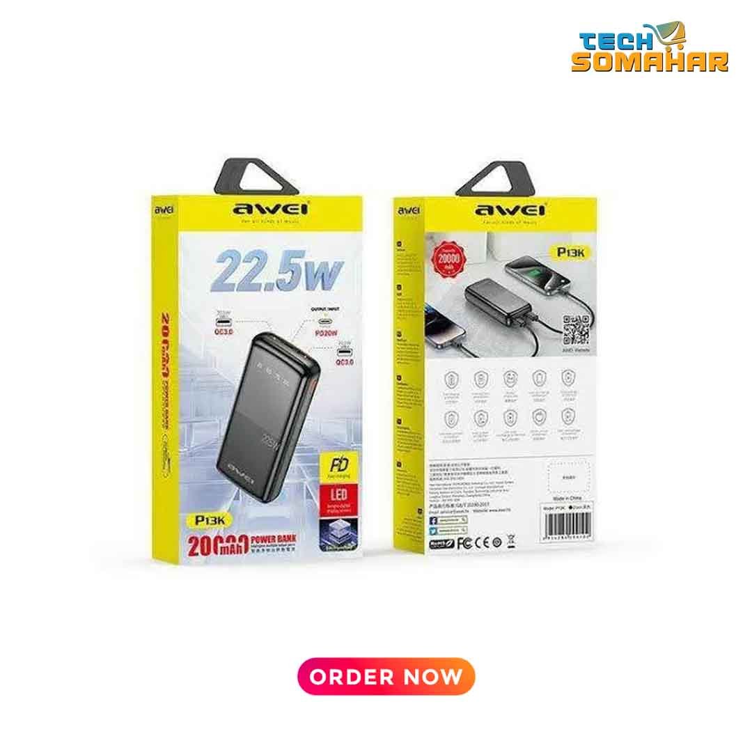 Awei P13K 20,000mAh 22.5W Fast Charging Power Bank - Image 3