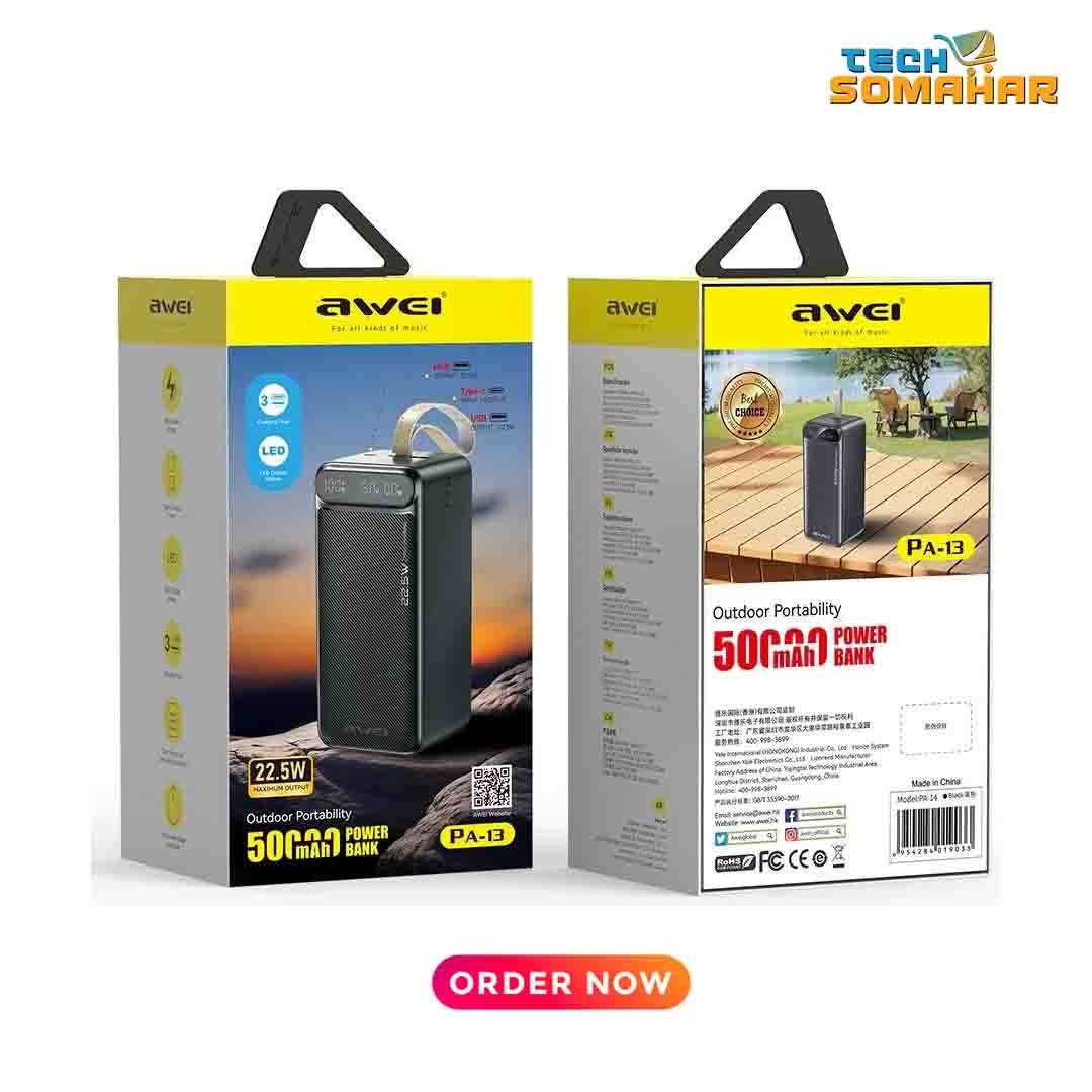 Awei PA-13 50,000mAh 22.5W Fast Charging Power bank - Image 2