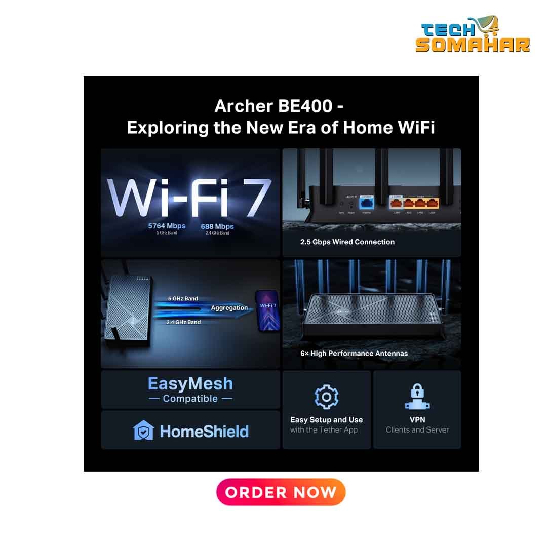 Tp Link Archer BE400 V1.0 6500MBPS WiFi 7 Router With USB Port - Image 5