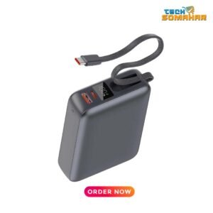 QCY PB20A 20000mAh 45W Power Bank with Built-in Type C Cable