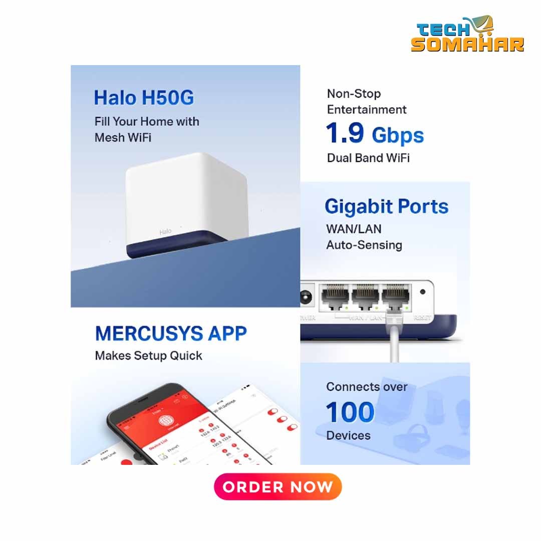 Mercusys Halo H50G v1.0 AC1900 Gigabit Mesh Router (1 Pack) - Image 4