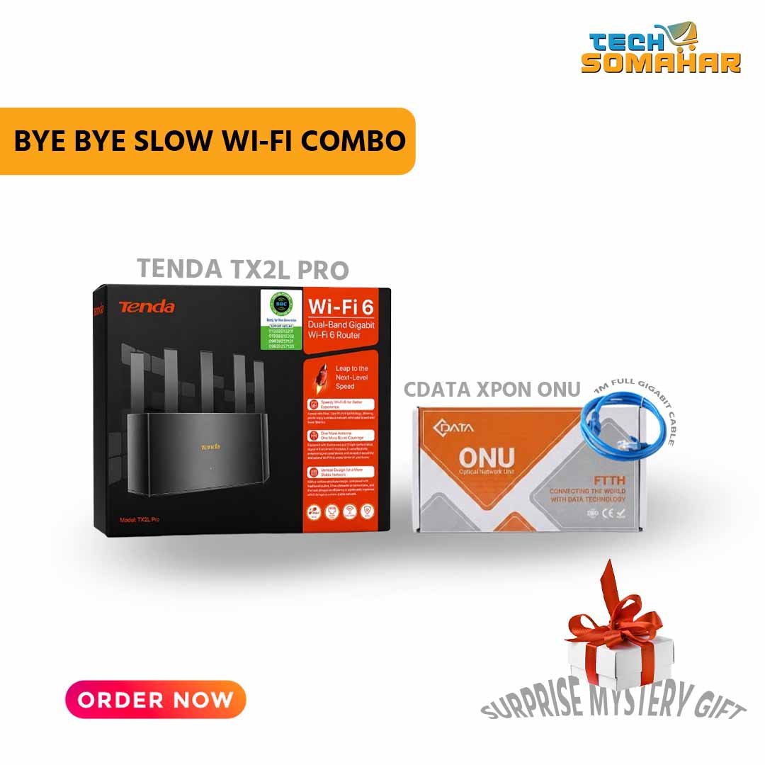 Tenda TX2L Pro + CDATA XPON ONU + 1m Gigabit Cable