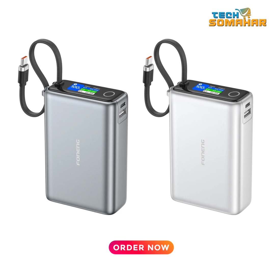 Foneng PX132 20000mAh 65W Power Bank With Built-in Cable - Image 2