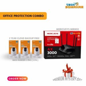 Imou Ranger 2 Pro 3 pack, office cctv camera combo, Mercusys MR80X price, shop security camera Bangladesh, multi camera router combo