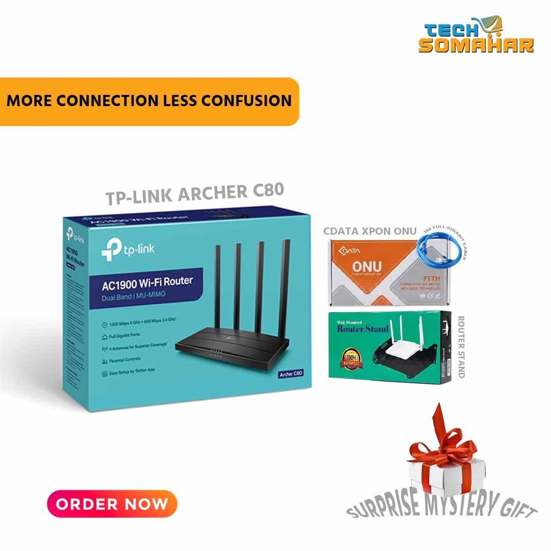TP-Link Archer C80 AC1900 Router with CDATA XPON ONU combo
